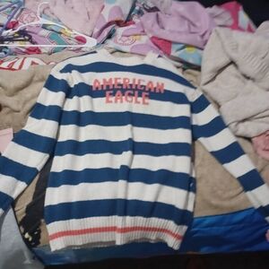 Blue and White Striped Sweater